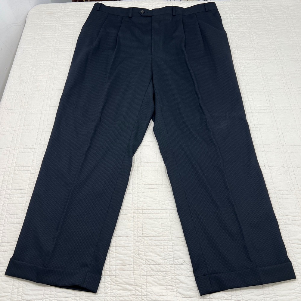 Ralph Lauren Mens Navy Textured Pinstripe Double Breasted Suit 48R 1998 *note - Picture 4 of 16